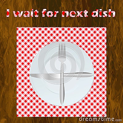 I WAIT FOR NEXT DISH dining etiquette Vector Illustration