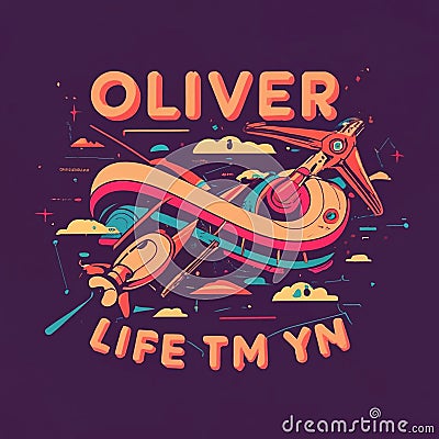 I want my name Oliver with a futuristic typography in a poster Stock Photo