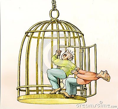 I want to stay in my cage Stock Photo