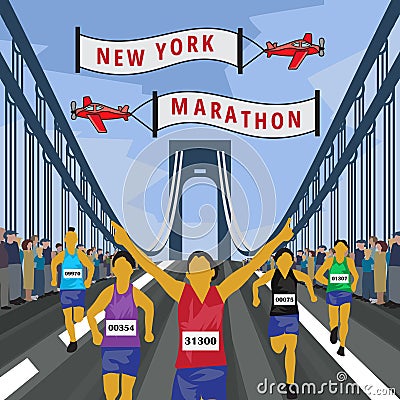 I Will Give You An Amazing Vintage Designs, marathon new york city poster Vector Illustration