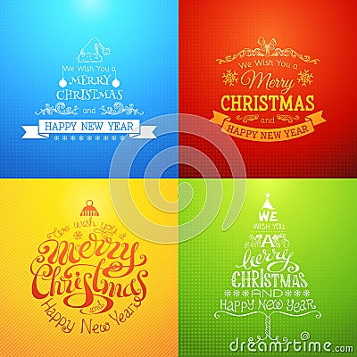 I Wish You A Merry Christmas And Happy New Year. Vector Illustration