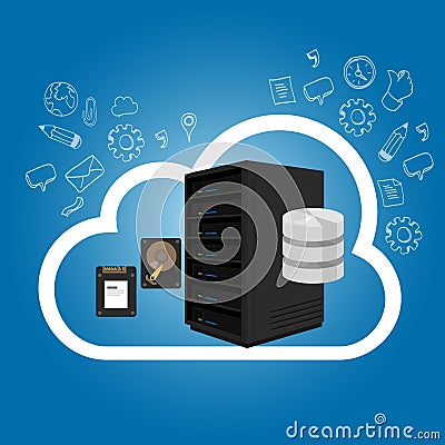 IaaS Infrastructure as a Service on the cloud internet hosting server storage Vector Illustration