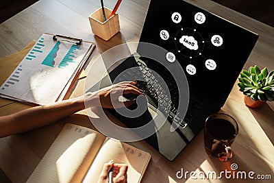 Iaas - infrastructure as a service. Internet and technology concept on screen. Stock Photo