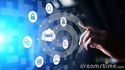 IaaS - Infrastructure as a service, networking and application platform. Internet technology concept on virtual screen. Stock Photo