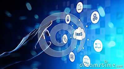 IaaS - Infrastructure as a service, networking and application platform. Internet technology concept on virtual screen. Stock Photo