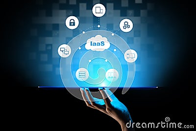 IaaS - Infrastructure as a service, networking and application platform. Internet and technology concept Stock Photo