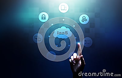 IaaS - Infrastructure as a service, networking and application platform. Internet technology concept on virtual screen. Stock Photo