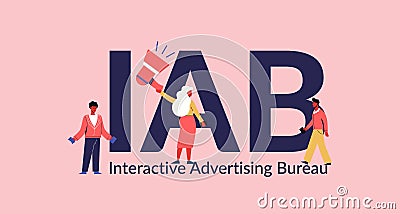 IAB interactive advertising bureau. Marketing information business and promotion of services. Vector Illustration