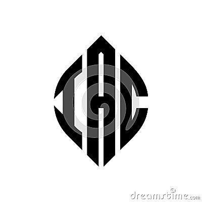 IAC circle letter logo design with circle and ellipse shape. IAC ellipse letters with typographic style. The three initials form a Vector Illustration