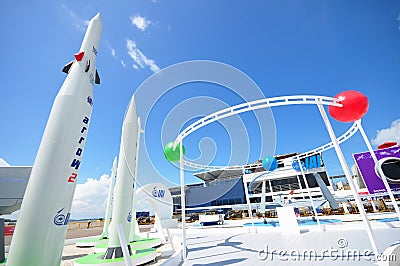 IAI Arrow Weapon System and exhibition showcase at Singapore Airshow 2012 Editorial Stock Photo