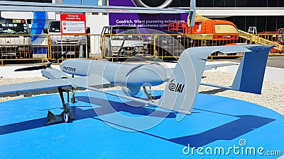 IAI showcasing their VTOL capable Panther unmanned aerial vehicle (UAV) at Singapore Airshow 2012 Editorial Stock Photo