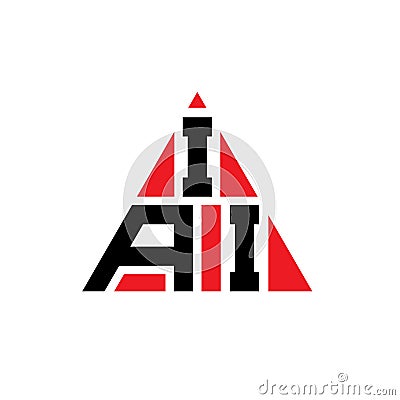 IAI triangle letter logo design with triangle shape. IAI triangle logo design monogram. IAI triangle vector logo template with red Vector Illustration
