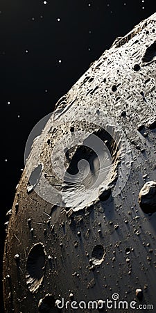 Densely Textured 3d Moon With Rocks And Snow - Hyperspace Noir Stock Photo