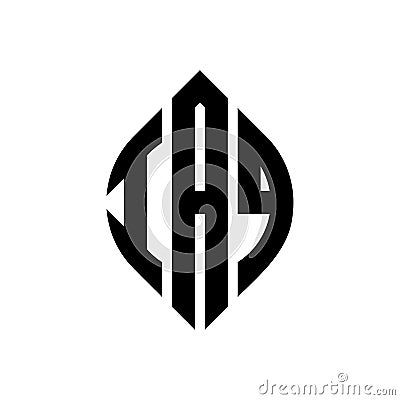 IAQ circle letter logo design with circle and ellipse shape. IAQ ellipse letters with typographic style. The three initials form a Vector Illustration