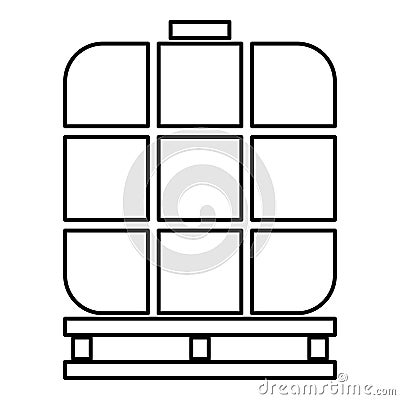 IBC intermediate bulk container tank for liquids fluid water storage reservoir contour outline line icon black color vector Vector Illustration