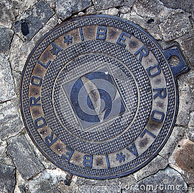 Iberdrola Energy Manhole Cover Avila Castile Spain Editorial Stock Photo
