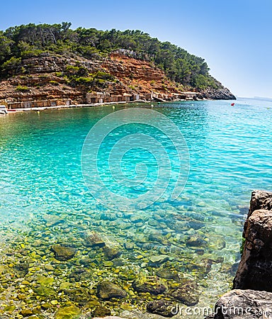 Ibiza Cala Salada and Saladeta in Balearics Stock Photo