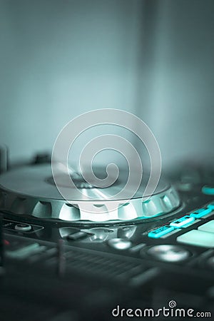 Ibiza dj turntables mixing Stock Photo