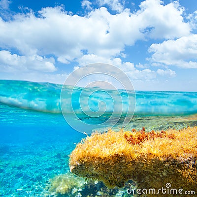 Ibiza Formentera underwater waterline blue sky Stock Photo