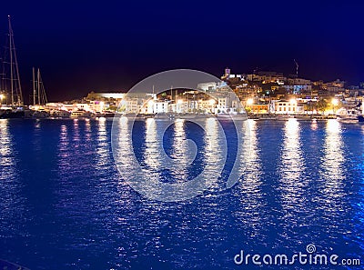 Ibiza island Eivissa town night view Stock Photo