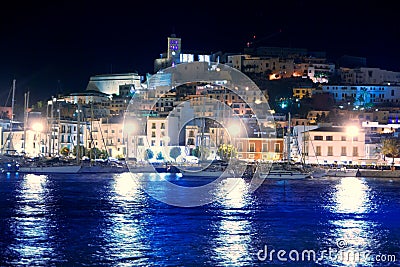 Ibiza island Eivissa town night view Stock Photo