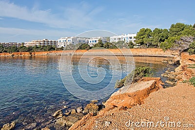 Ibiza natural rock and ocean landscape Stock Photo