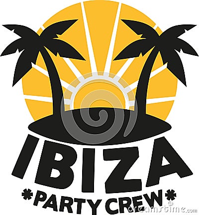 Ibiza party crew with palms Vector Illustration