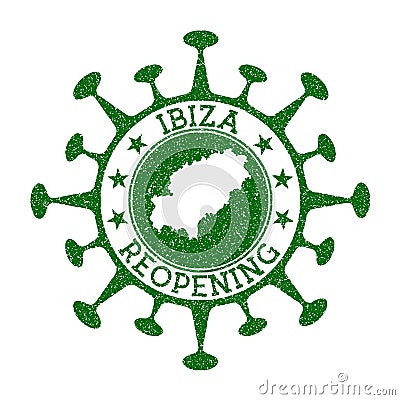 Ibiza Reopening Stamp. Vector Illustration