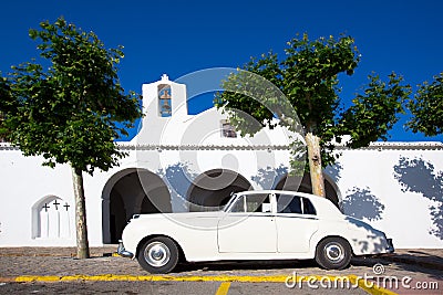 Ibiza Sant Carles de Peralta white church in Balearic Stock Photo