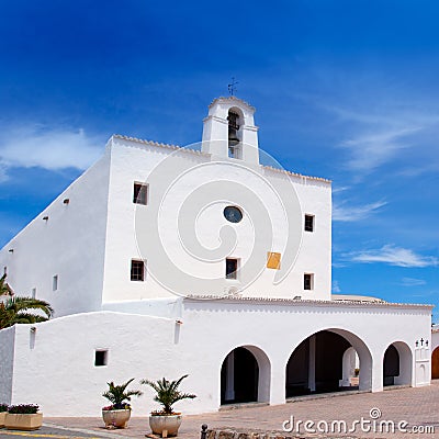 Ibiza Sant Josep de sa Talaia white church Stock Photo