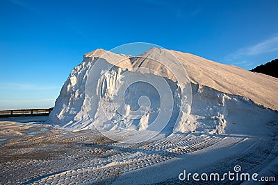 Ibiza ses Salines saltworks white salt mountain Stock Photo