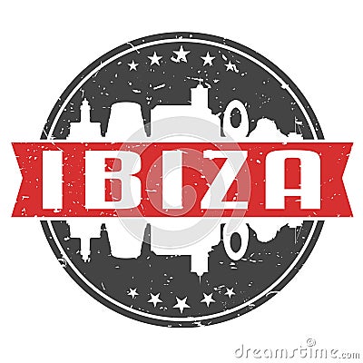 Ibiza Spain Round Travel Stamp. Icon Skyline City Design. Seal Tourism badge Illustration Clipart. Vector Illustration