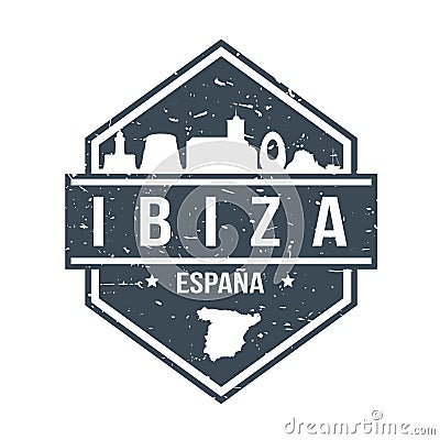 Ibiza Spain Travel Stamp Icon Skyline City Design Tourism Badge Rubber. Seal Passport Vector. Vector Illustration