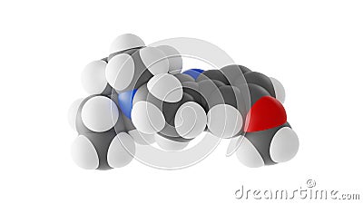 ibogaine molecule, psychoactive substance molecular structure, isolated 3d model van der Waals Stock Photo