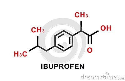 Ibuprofen chemical formula. Ibuprofen chemical molecular structure. Vector illustration Vector Illustration