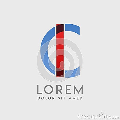 IC logo letters with blue and red gradation Vector Illustration