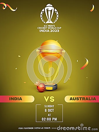 ICC Men's Cricket World Cup India 2023 Match Between India VS Australia with Realistic Crown Editorial Stock Photo