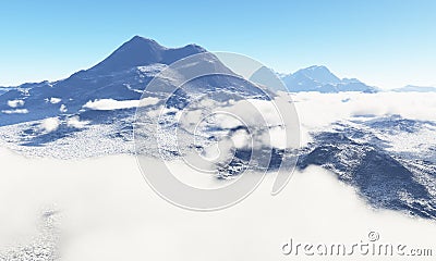 Ice age. Icy wasteland of the clouds in the sky Stock Photo