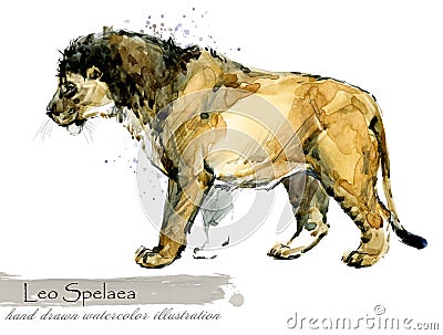 Ice Age wildlife. prehistoric period fauna. Leo Spelaea. Stock Photo