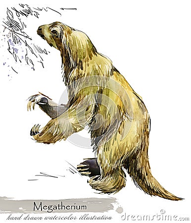 Ice Age wildlife. prehistoric period fauna. Megatherium. Stock Photo