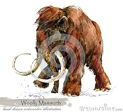 Ice Age wildlife. prehistoric period fauna. Woolly Mammoth. watercolor animal. Stock Photo