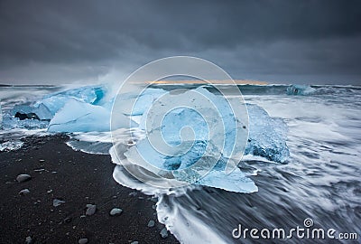 Ice beach at jokulsarlon, Iceland. Stock Photo