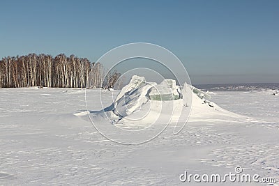 Ice breaking on the river in early spring Stock Photo