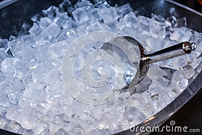 Ice in Ice Bucket with cool Stock Photo