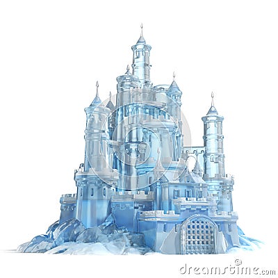 Ice castle isolated on white background Cartoon Illustration