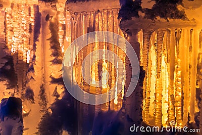 Ice Castles icicles and ice formations Stock Photo