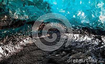 Blue ice cave view during winter in Jokulsarlon, Iceland Stock Photo