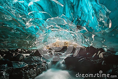 Ice cave Iceland Stock Photo