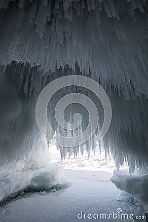 Ice cave on Lake Baikal Stock Photo