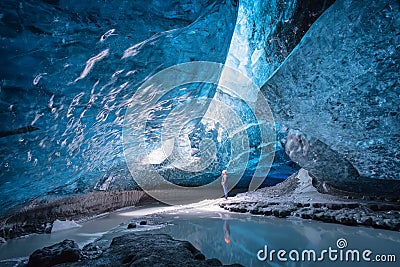 Ice cave in Vatnajokull, Iceland. Editorial Stock Photo